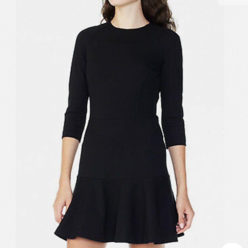 Armani Exchange Black Ponte Flounce Dress